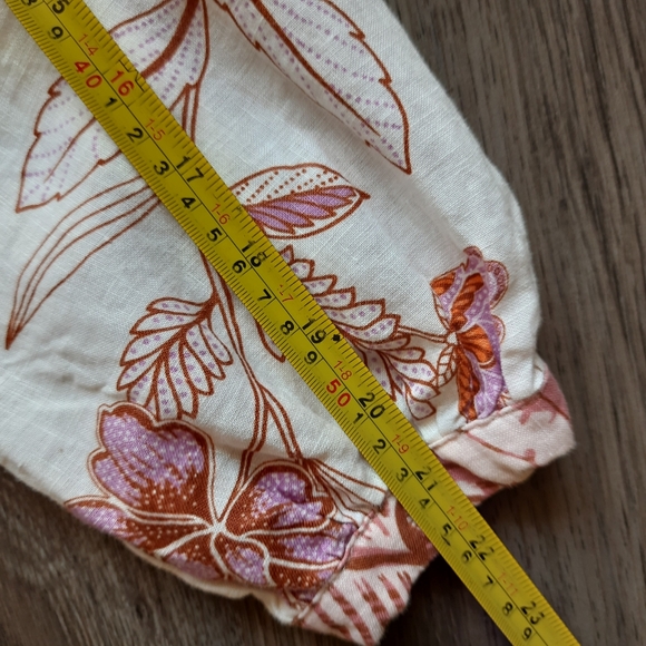 Tahari 100 % Linen Long Sleeve Button Down Floral Print Blouse Size S - Picture 11 of 14
